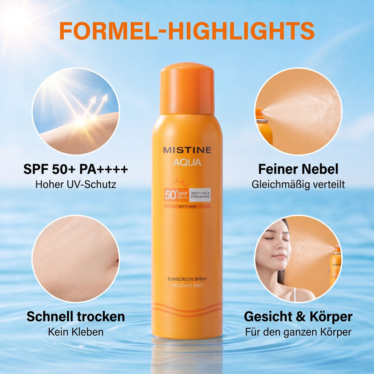 Mistine Sun Spray SPF50+ PA++++ – Formula highlights