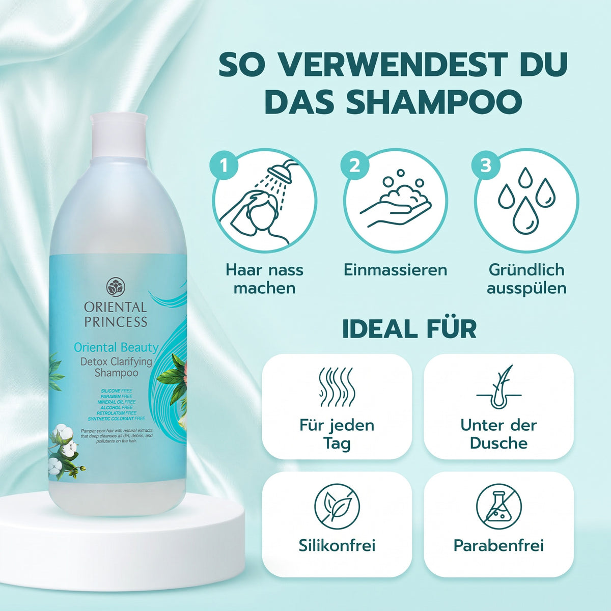 Oriental Princess Oriental Beauty Detox Clarifying Shampoo 400 ml | How to use