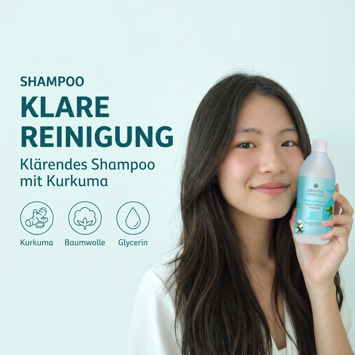 Oriental Princess Oriental Beauty Detox Clarifying Shampoo 400 ml | Model with product