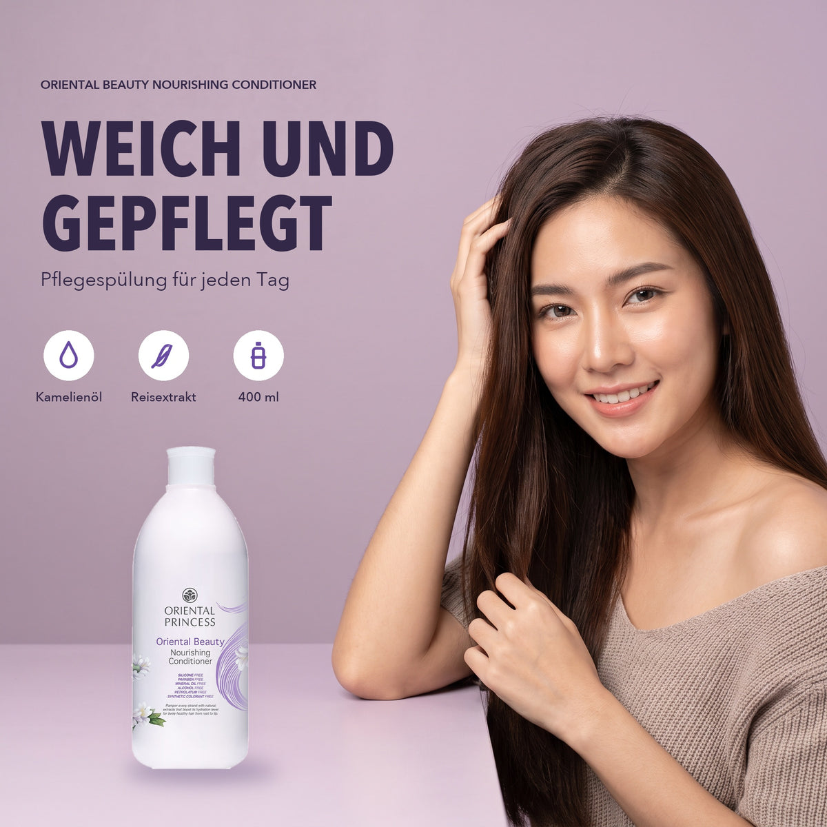 Oriental Princess Oriental Beauty Nourishing Conditioner 400 ml | Model with product