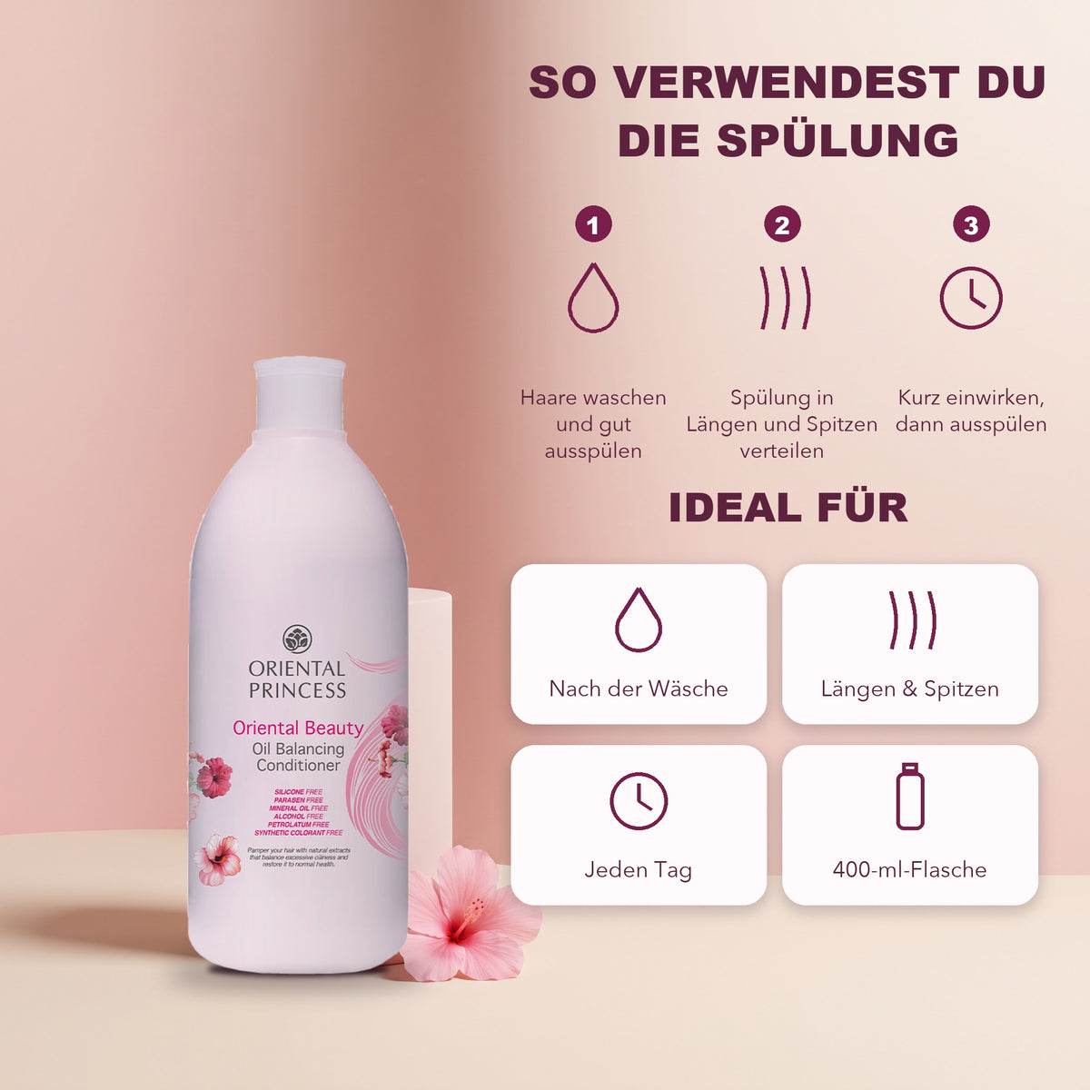 Oriental Princess Oriental Beauty Oil Balancing Conditioner 400 ml | How to use