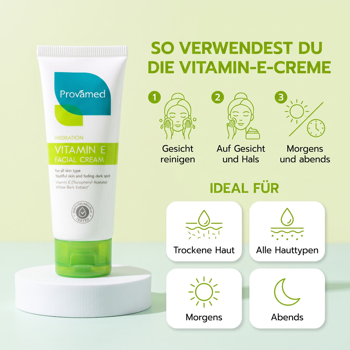 Provamed Vitamin E Facial Cream 50 ml | How to use