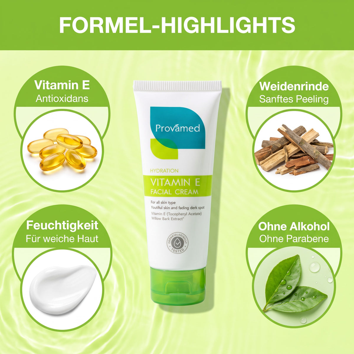 Provamed Vitamin E Facial Cream 50 ml | Formula highlights