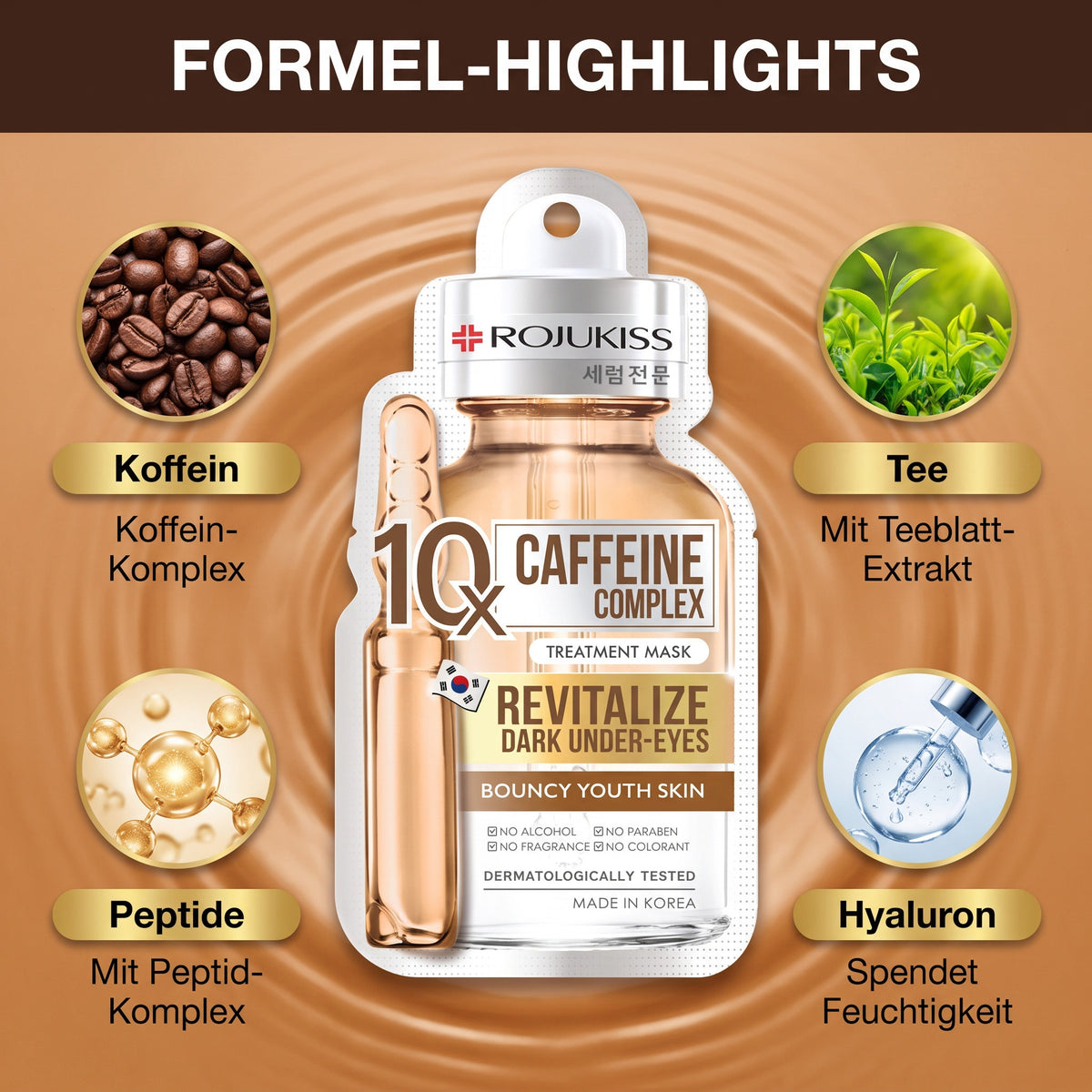 Rojukiss Caffeine Complex 10X Sheet Mask (24 ml) | Formula highlights