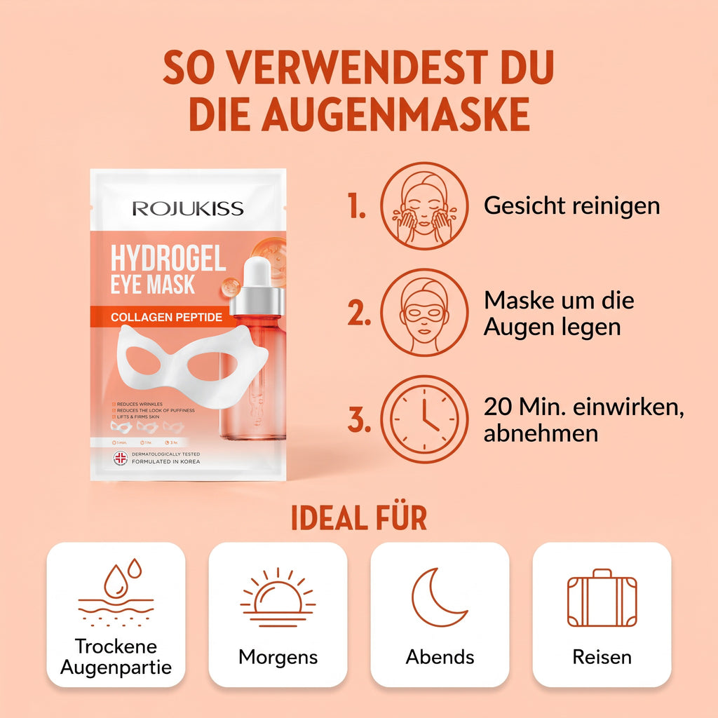 Rojukiss Collagen Peptide Hydrogel Eye Mask (15 g) | How to use