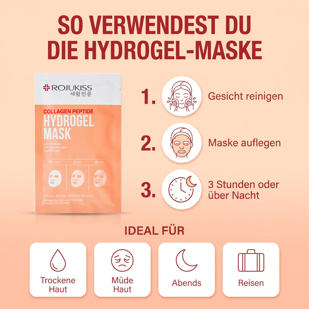 Rojukiss Collagen Peptide Hydrogel Mask 33 g | So verwendest du