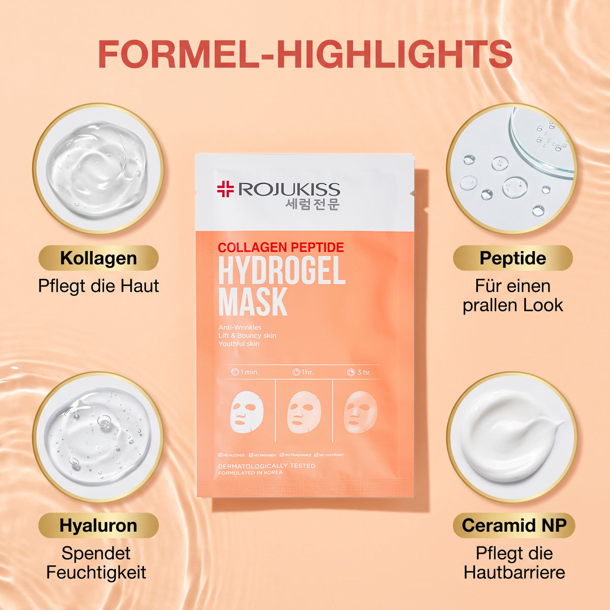 Rojukiss Collagen Peptide Hydrogel Mask 33 g | Formel-Highlights