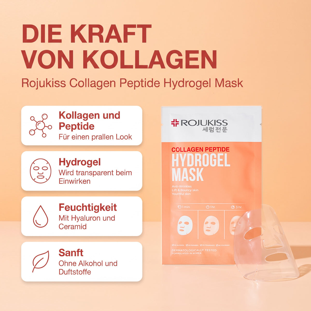 Rojukiss Collagen Peptide Hydrogel Mask 33 g | Vorteile