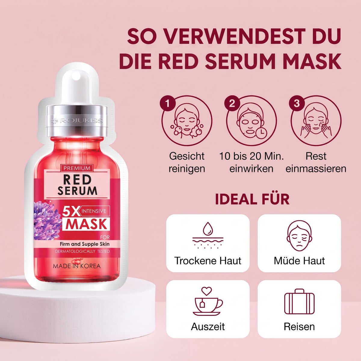Rojukiss Firm Poreless Red Serum 5X Sheet Mask (25 ml) | How to use