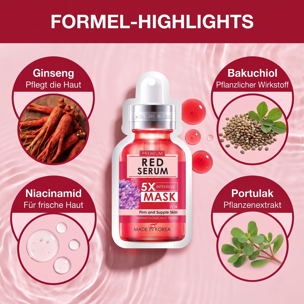 Rojukiss Firm Poreless Red Serum 5X Sheet Mask (25 ml) | Formula highlights