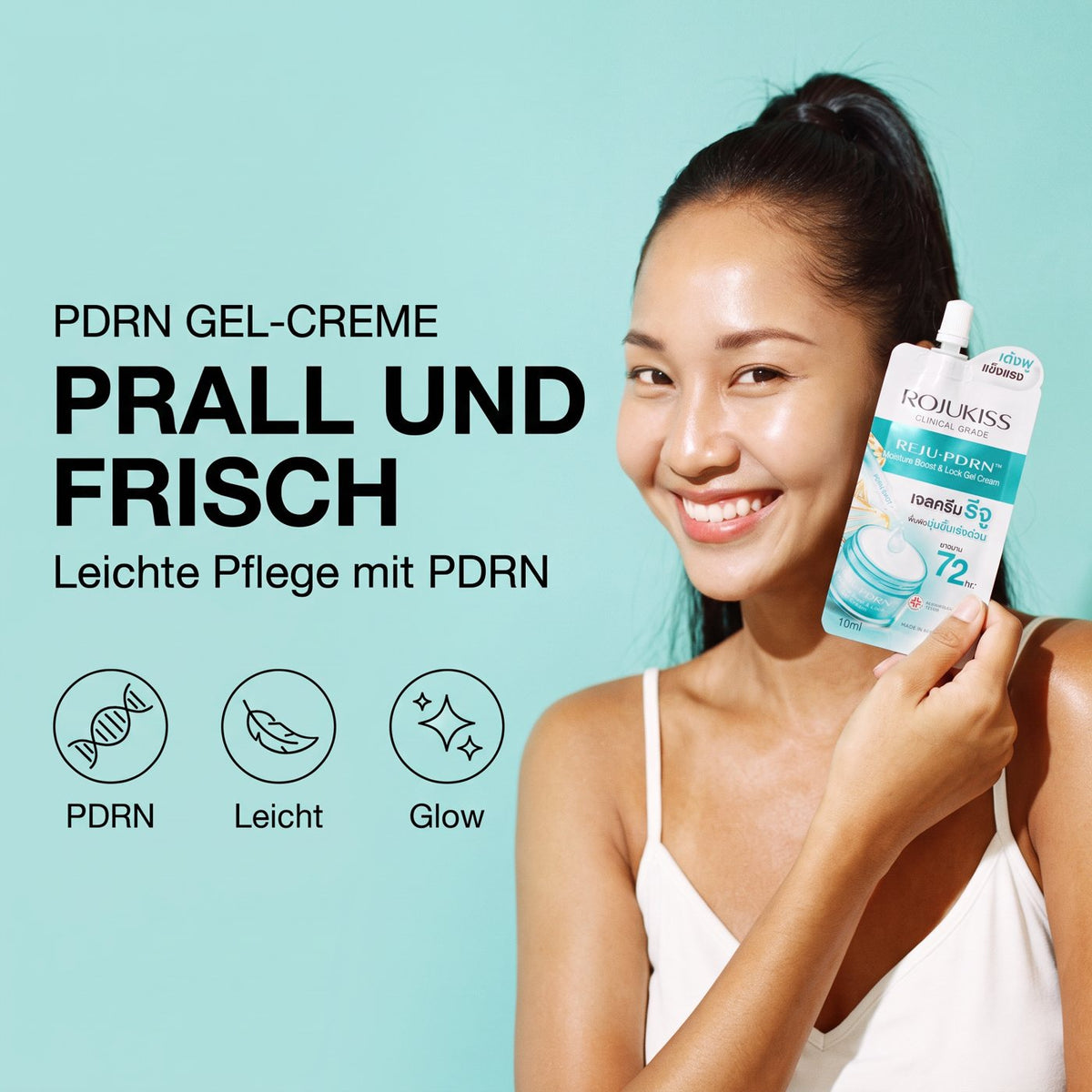 Rojukiss PDRN Gel Cream (10 ml) – Model with product