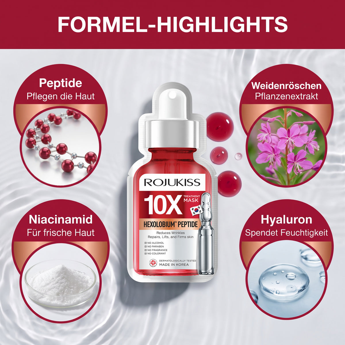 Rojukiss Hexolobium Peptide 10X Tuchmaske (24 ml) | Formel-Highlights