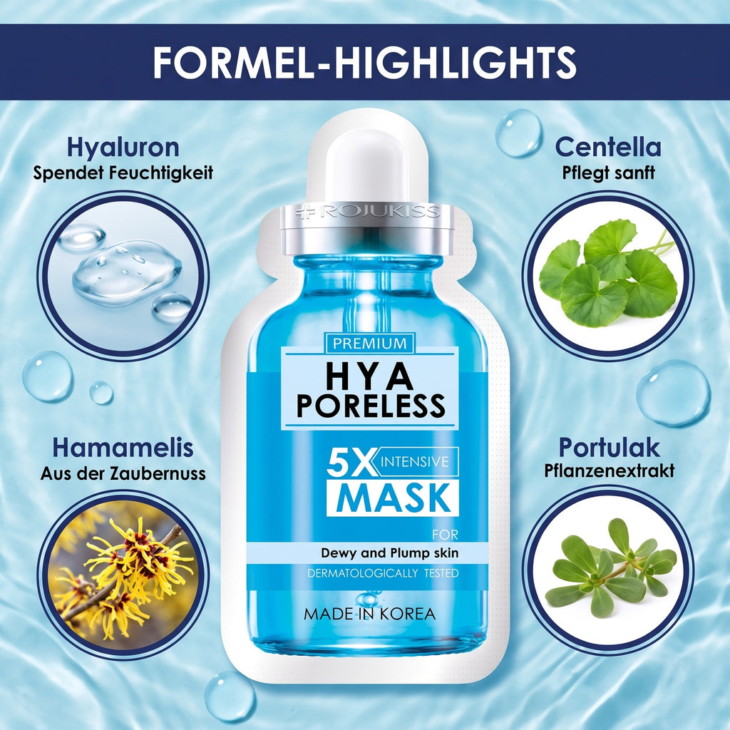 Rojukiss HYA Poreless 5X Sheet Mask (25 ml) | Formula highlights