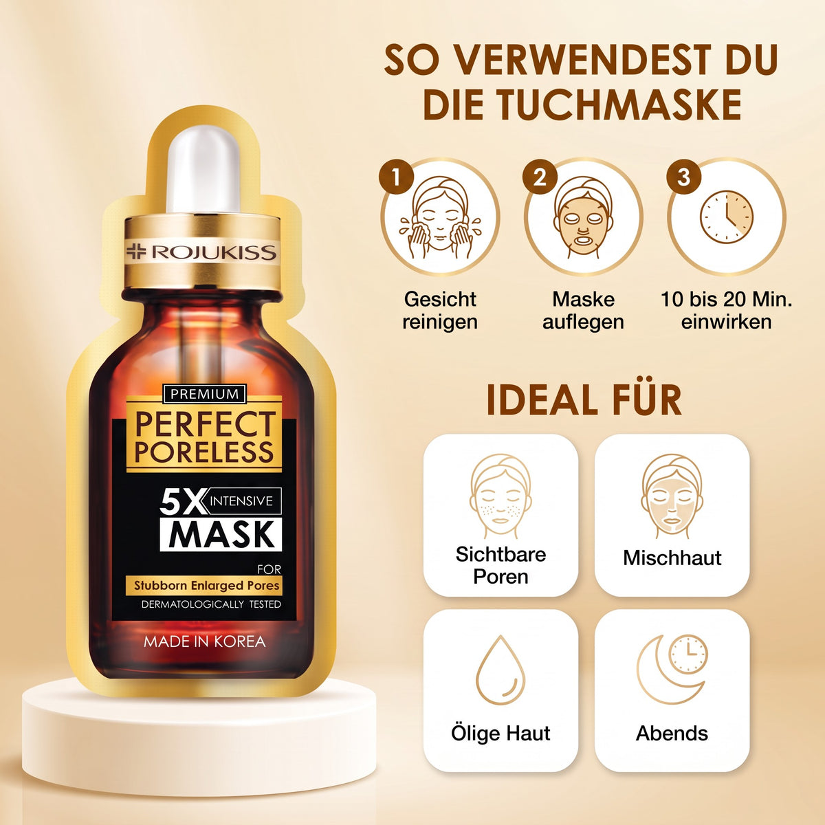 Rojukiss Perfect Poreless 5X Sheet Mask (25 ml) | How to use