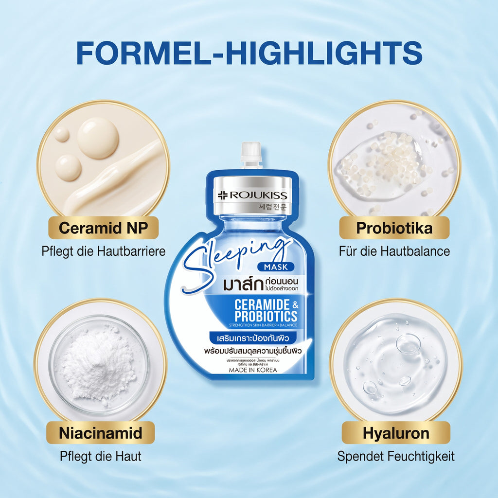Rojukiss Sleeping Mask Ceramide & Probiotics Sachet (20 ml) | Formula highlights