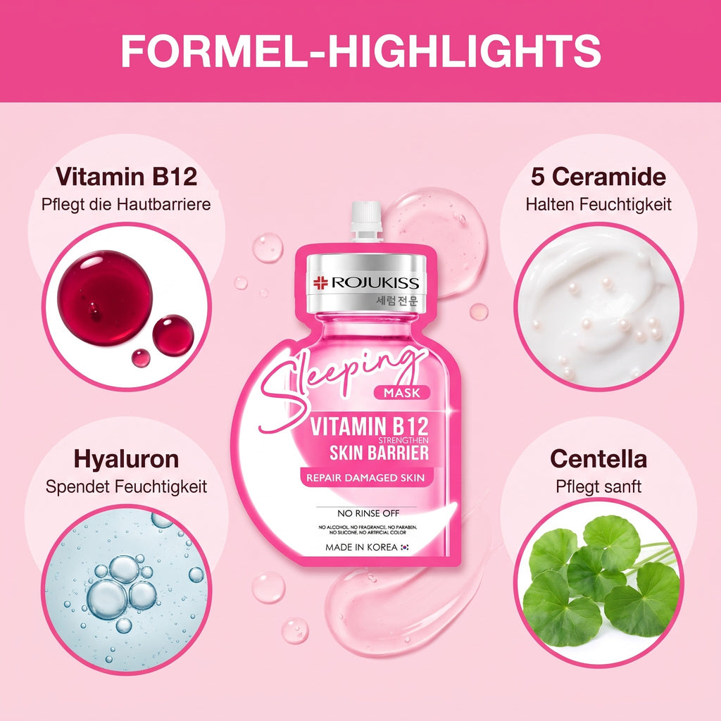 Rojukiss Sleeping Mask Vitamin B12 Sachet (20 ml) | Formula highlights