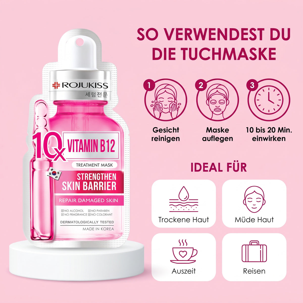 Rojukiss Vitamin B12 10X Sheet Mask (24 ml) | How to use