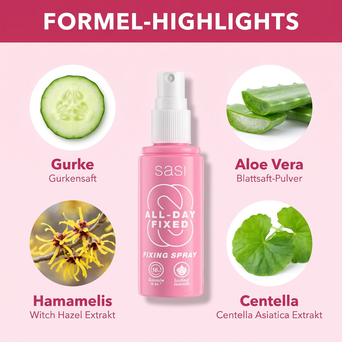 Sasi All-Day Fixed Fixing Spray 30 ml | Formula highlights