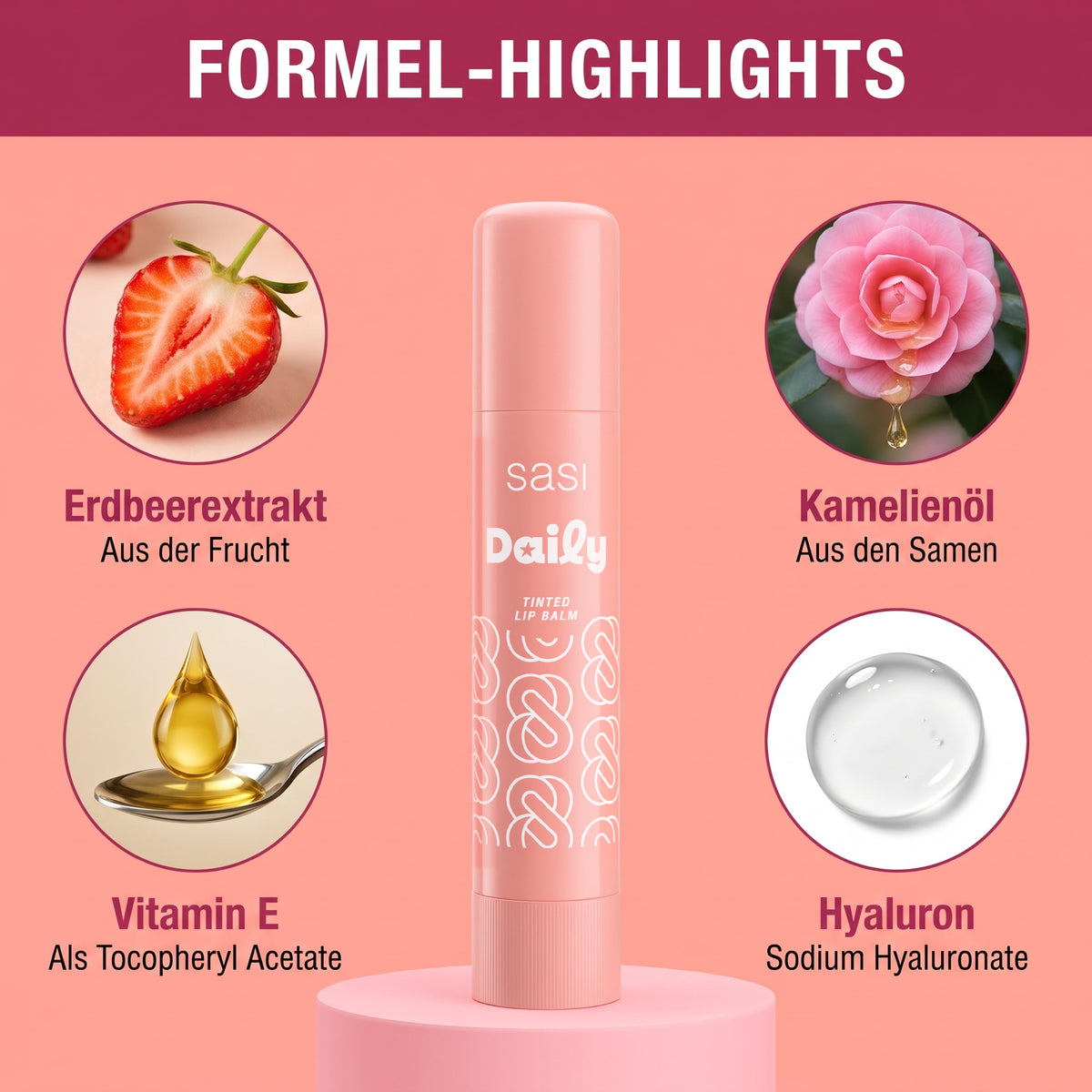 Sasi Daily Tinted Lip Balm 3,5 g | Formula highlights
