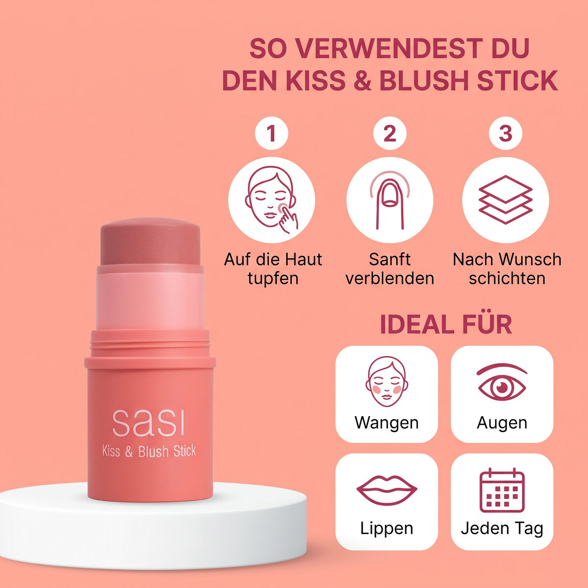Sasi Kiss & Blush Stick 4 g | How to use