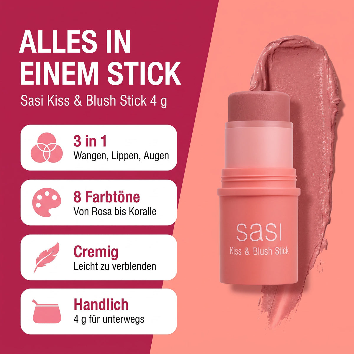 Sasi Kiss & Blush Stick 4 g | Benefits
