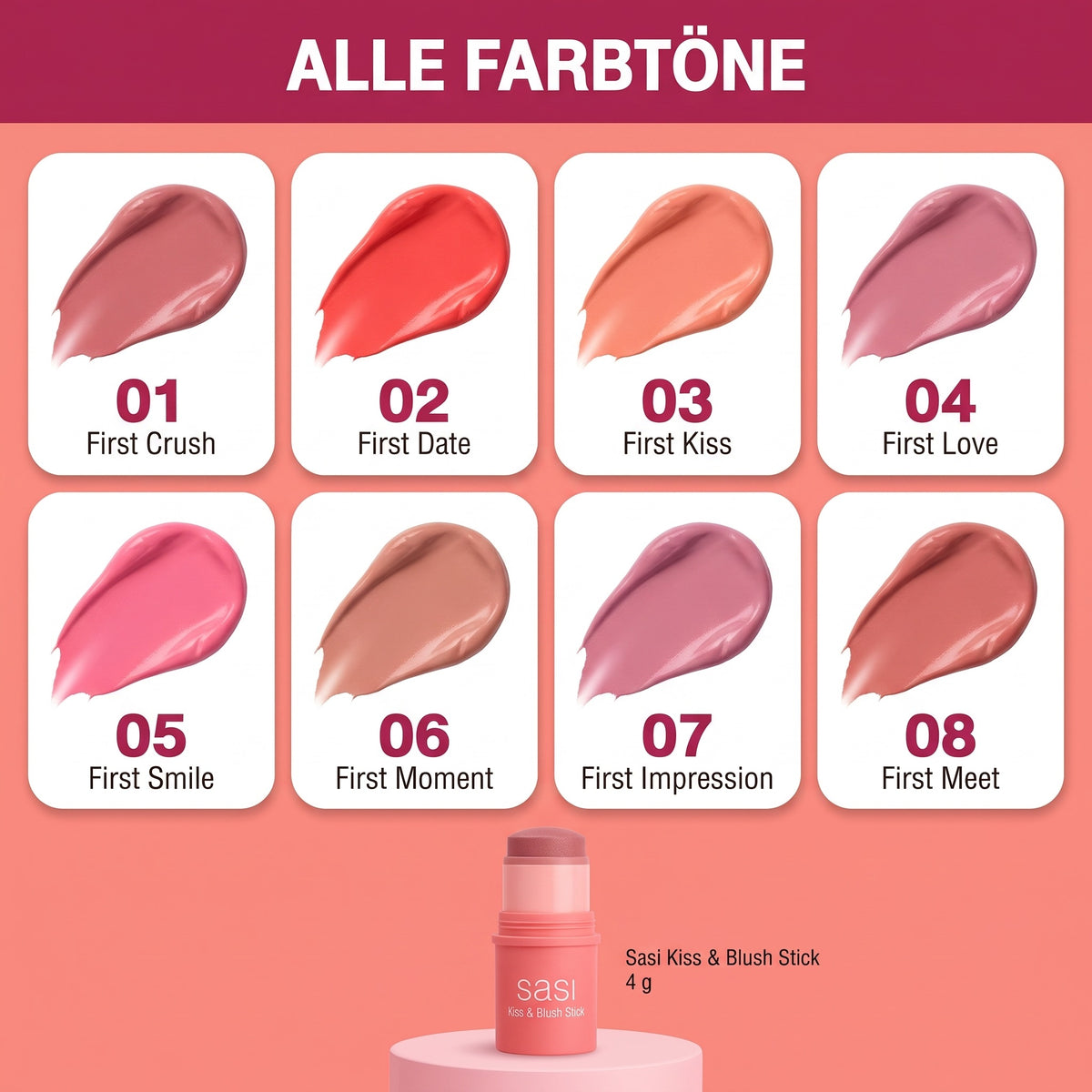 Sasi Kiss & Blush Stick 4 g | All shades
