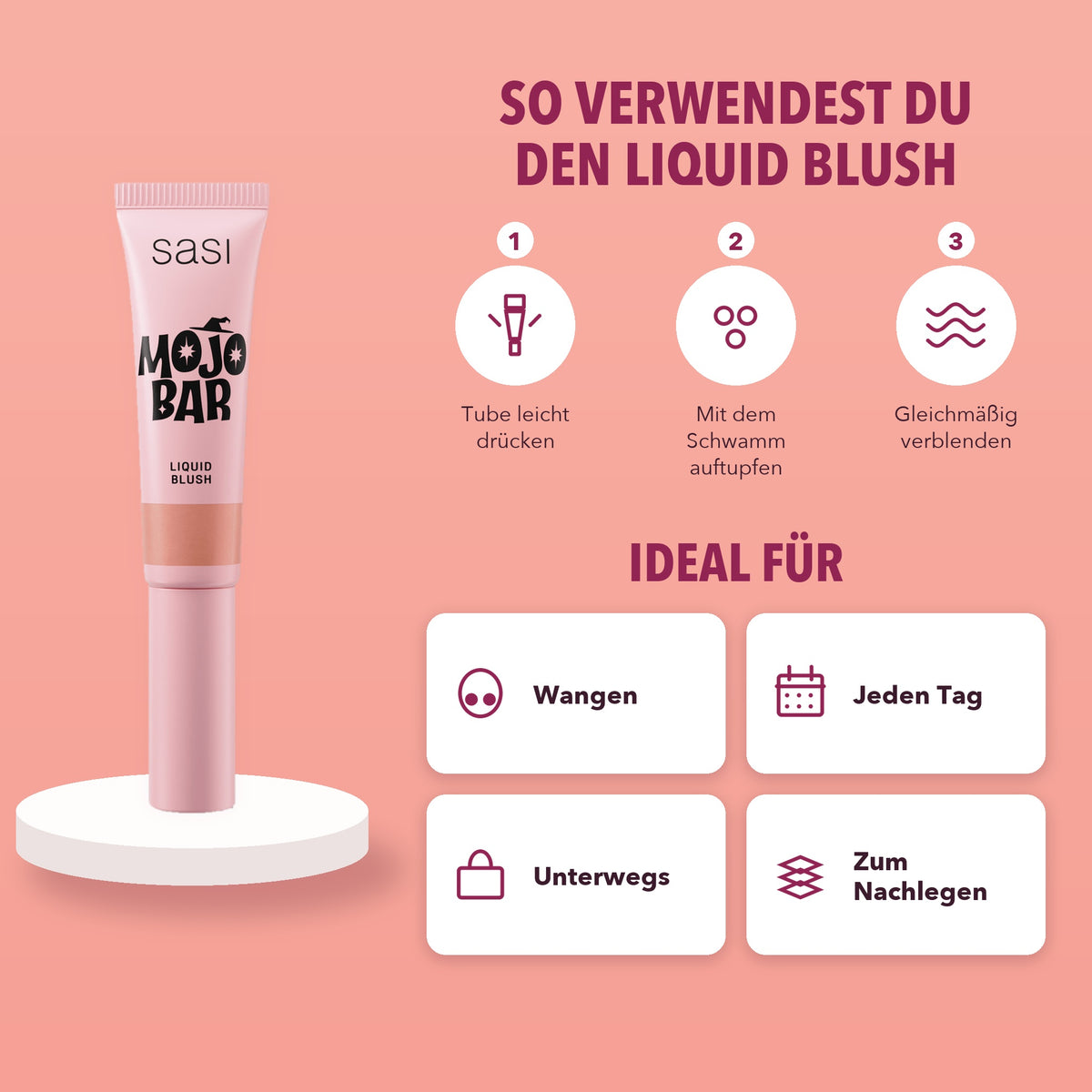 Sasi Mojo Bar Liquid Blush 5 ml | How to use