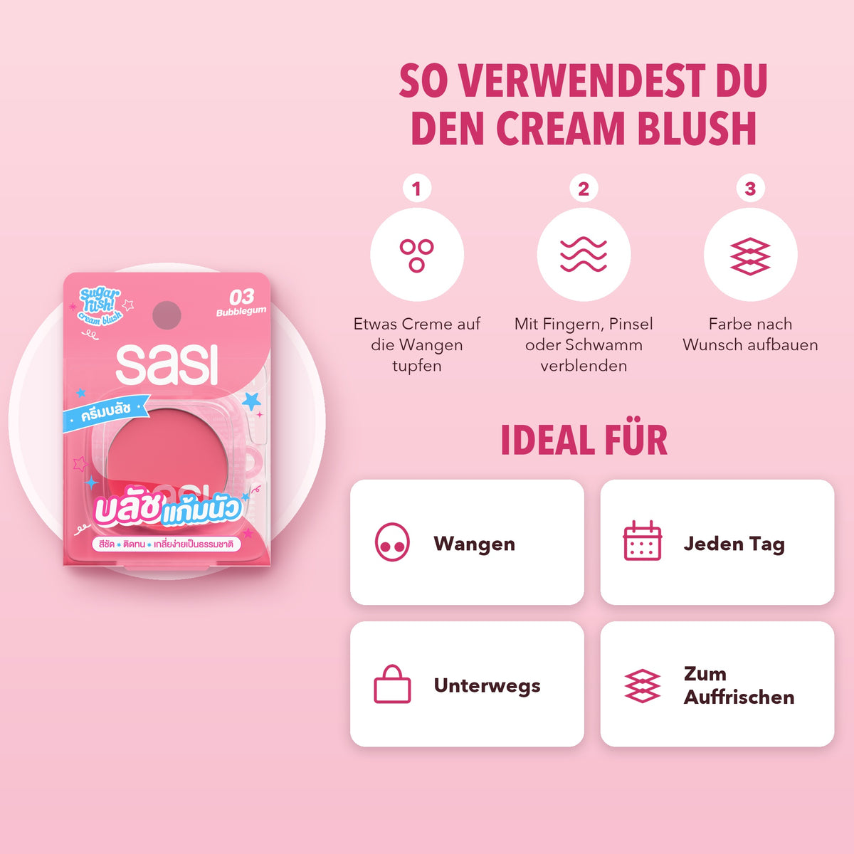 Sasi Sugar Rush Cream Blush 3 g | So verwendest du