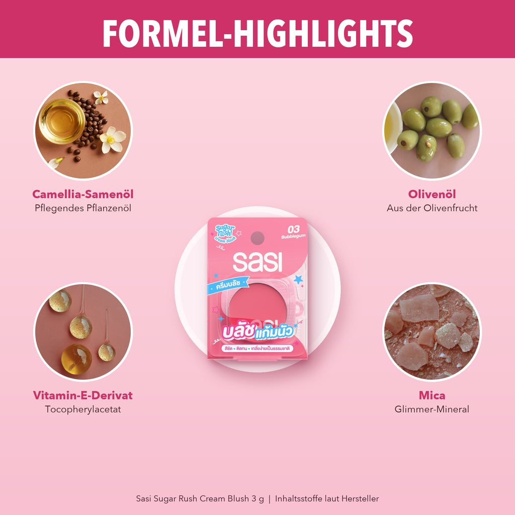 Sasi Sugar Rush Cream Blush 3 g | Formula highlights