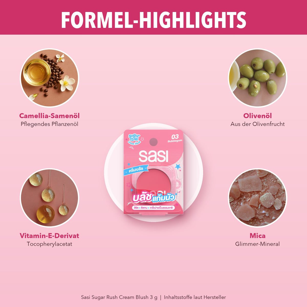 Sasi Sugar Rush Cream Blush 3 g | Formula highlights