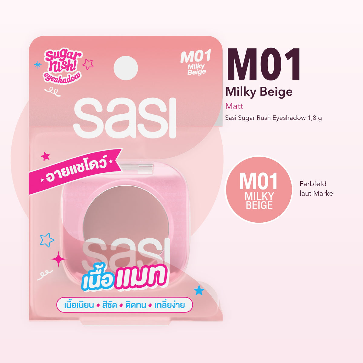 Sasi Sugar Rush Eyeshadow 1.8 g | M01 Milky Beige