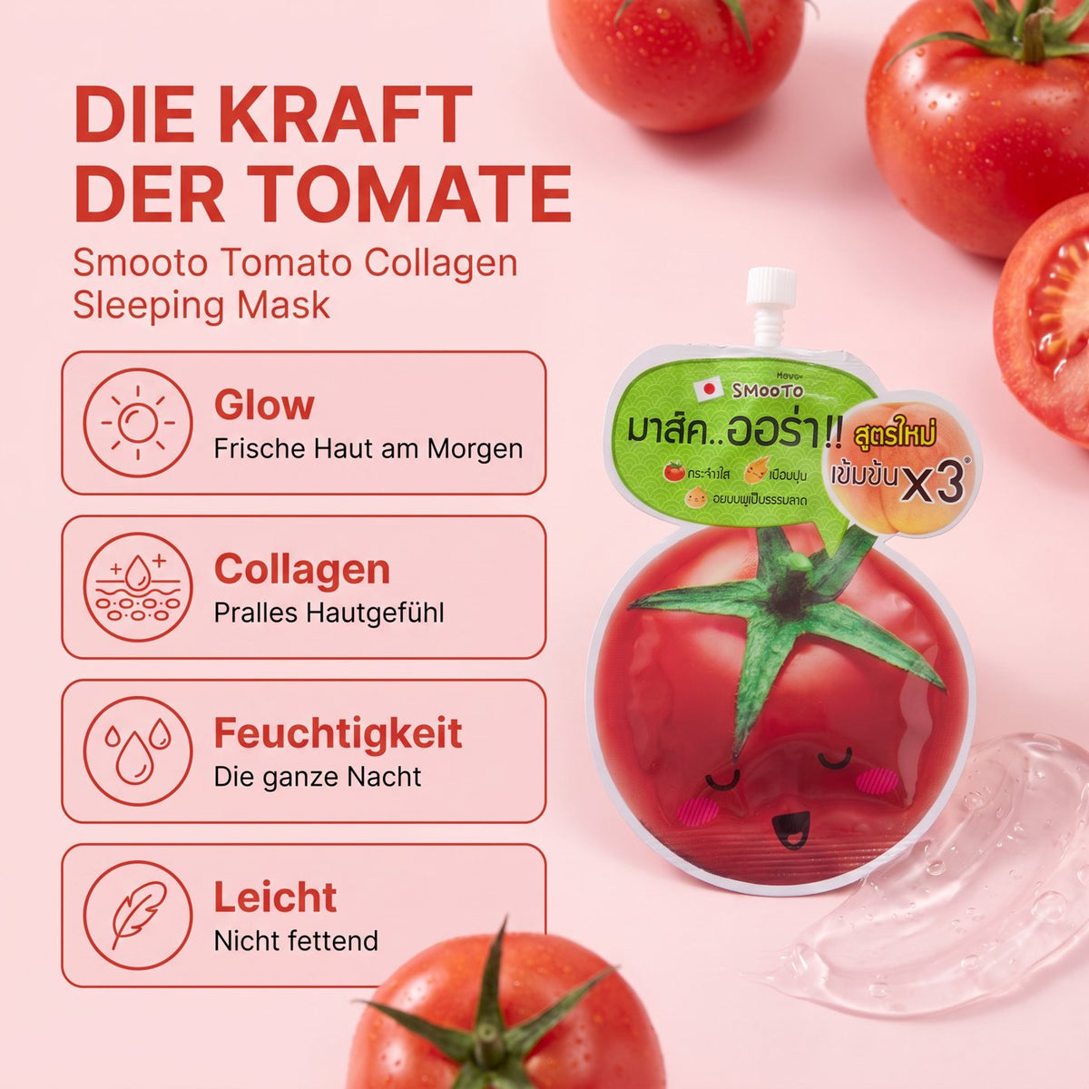 Smooto Tomato Collagen Sleeping Mask (10 g) | Benefits