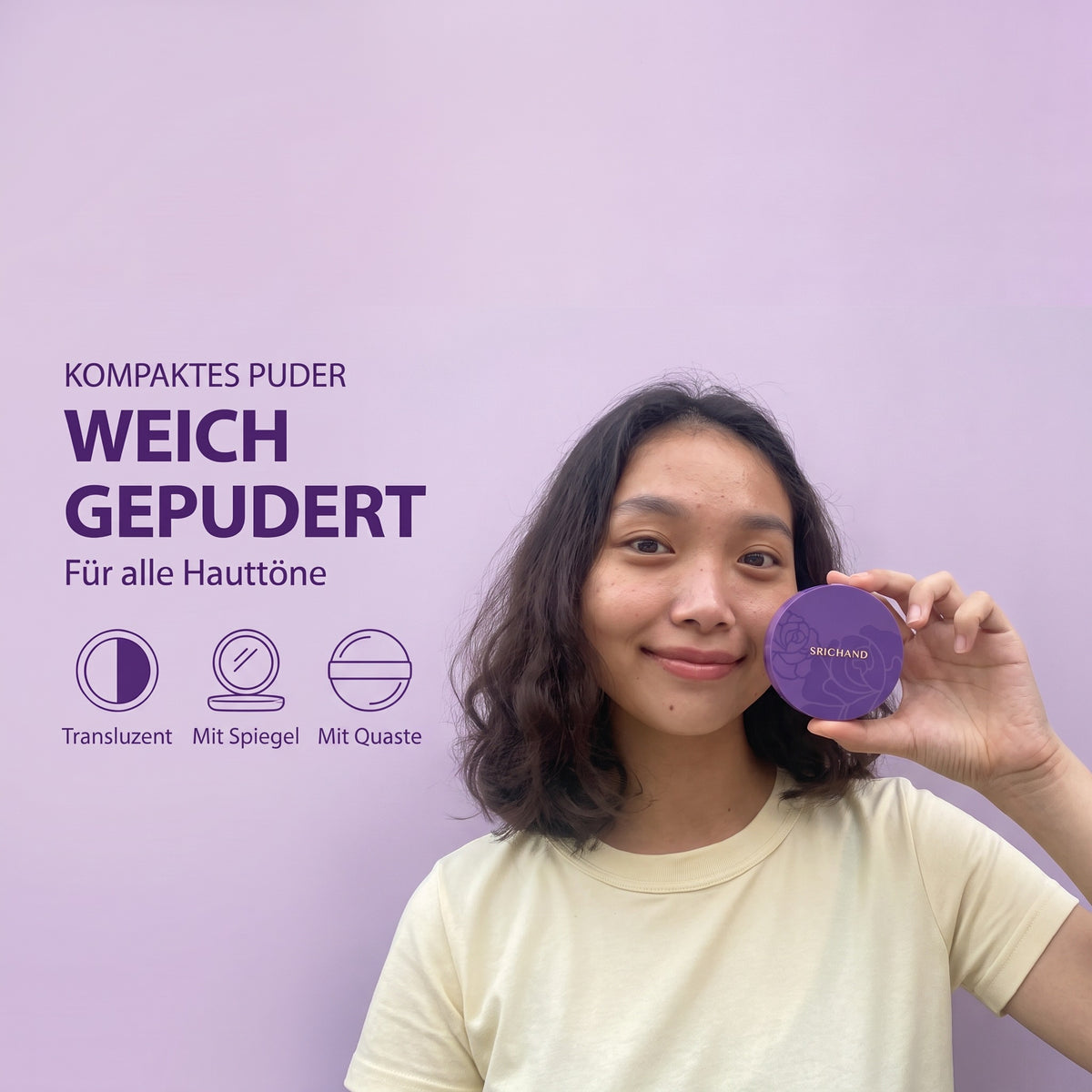Srichand Bare to Perfect Translucent Compact Powder 9 g | Model with product