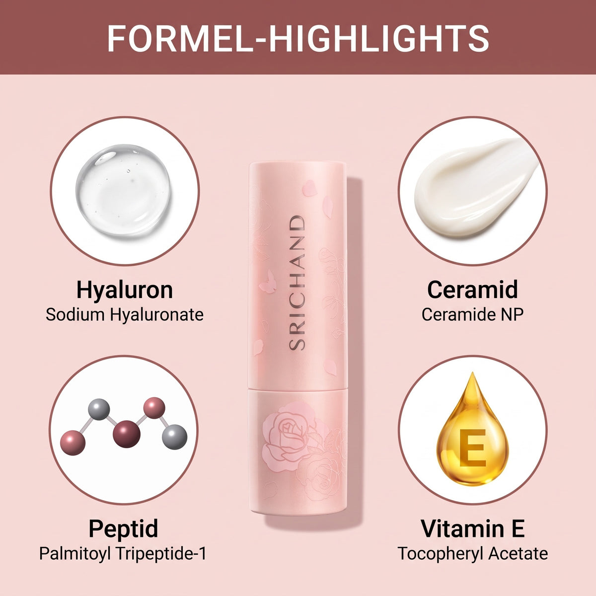 Srichand Enchanted Charming Satin Matte Lipstick 3.5 g | 01 Nude Command | Formula highlights