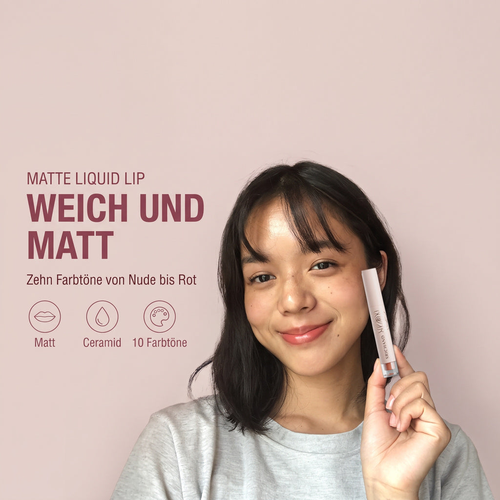 Srichand Feelin Me Matte Liquid Lip 3 g | Model with product
