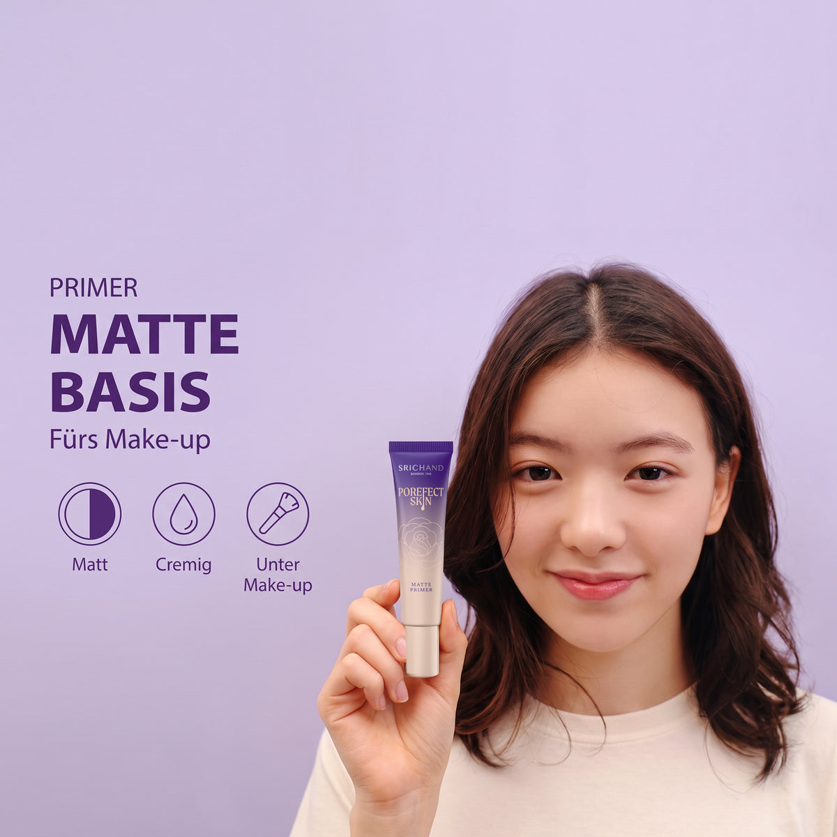 Srichand Porefect Skin Matte Primer 15 g | Model mit Produkt