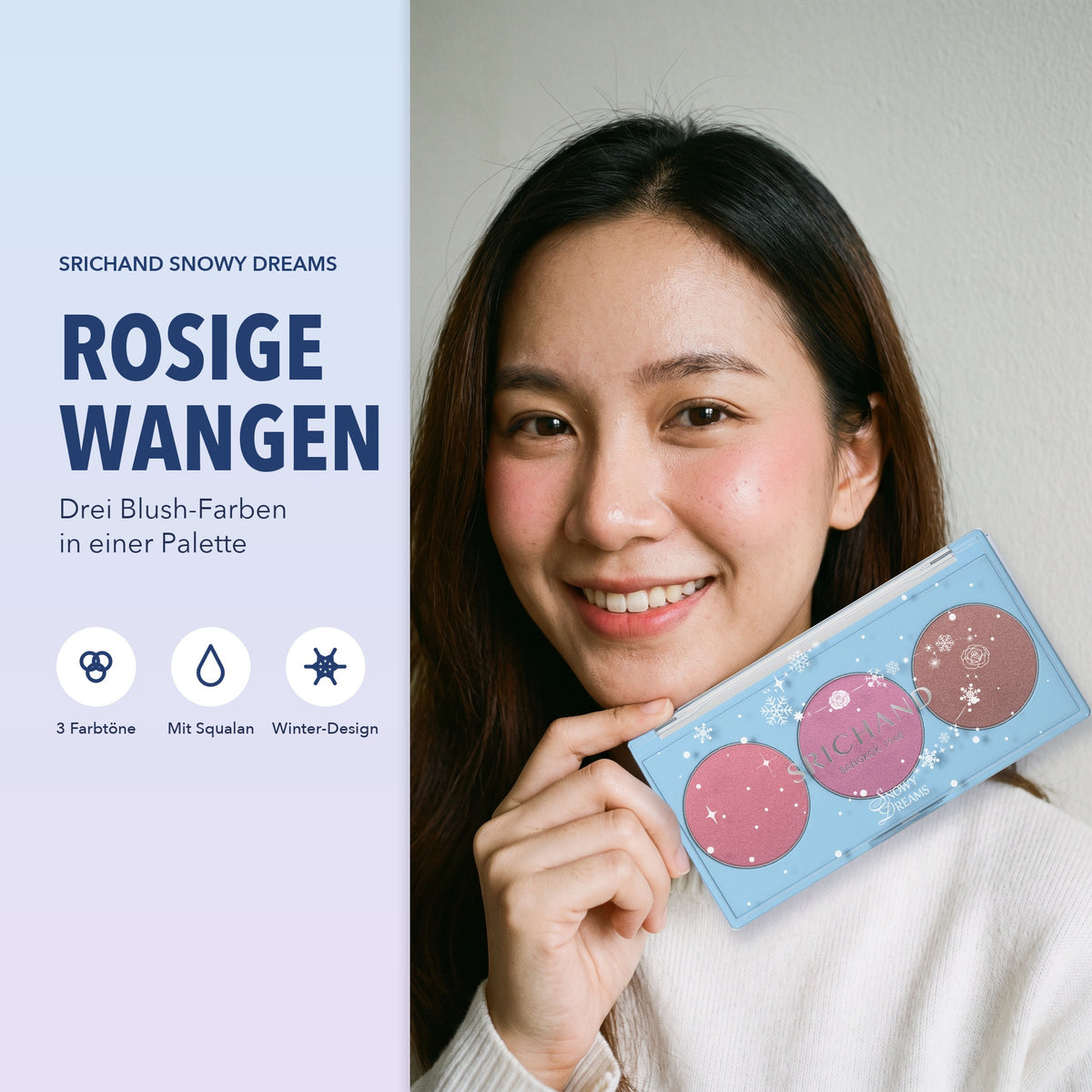Srichand Snowy Dreams Cheek Palette 9 g | Model mit Produkt