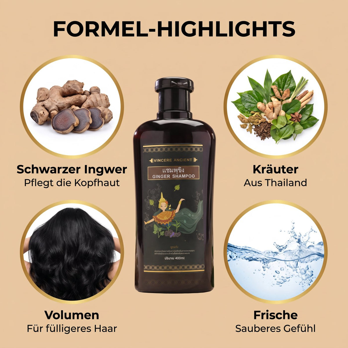 Vincere Ancient Black Ginger Shampoo – Formula highlights