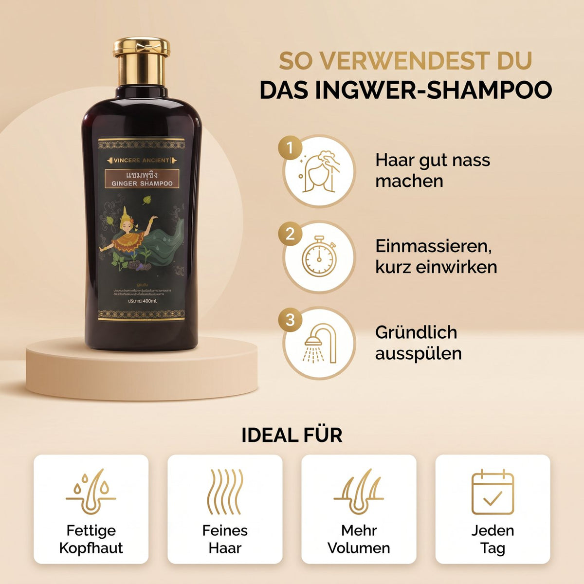 Vincere Ancient Black Ginger Shampoo – How to use